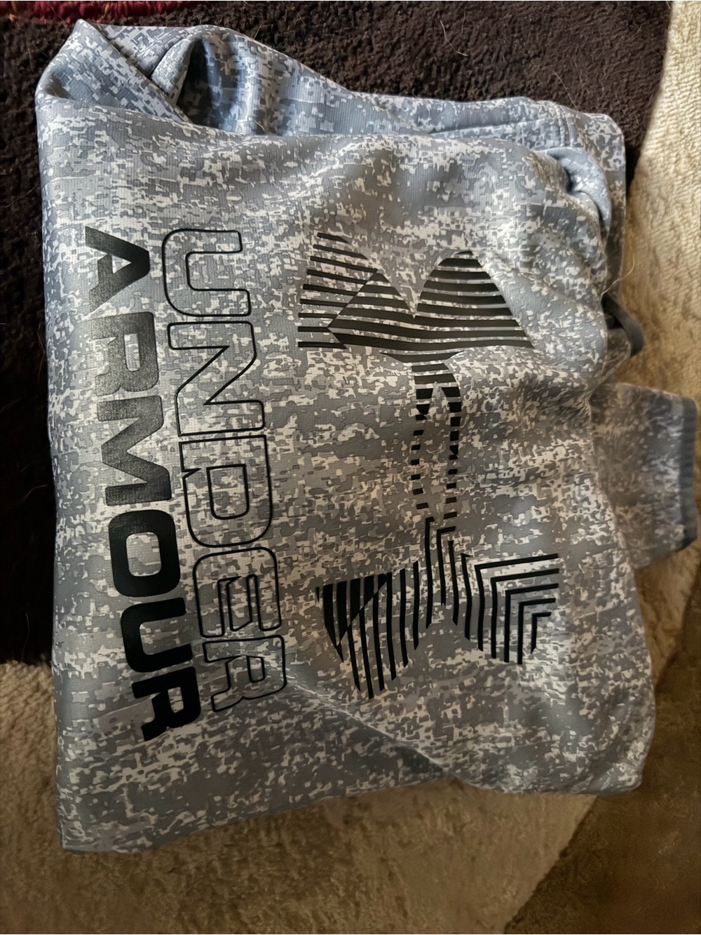 Under Armour Gray Digital Camo Hoodie with Black Logo